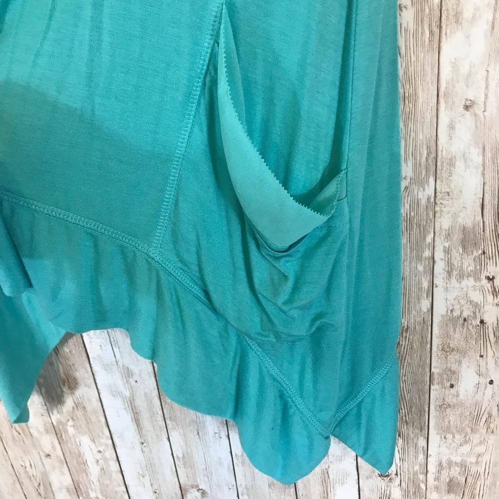 LOGO Lori Goldstein V-neck Vest with Chiffon Trim in Seaglass - Picture 8 of 15